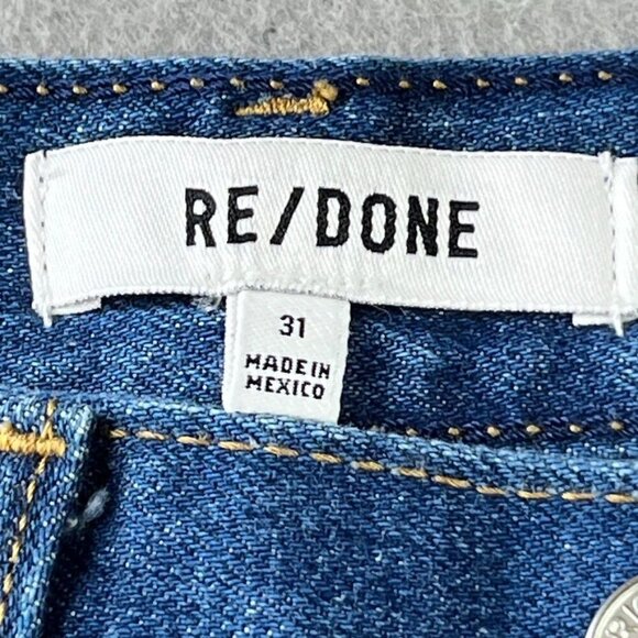 RE/DONE 70s' Wide-Leg Jeans Size 31 Dark Wash Flat Front Coin Pockets Mom Jeans - Picture 7 of 11